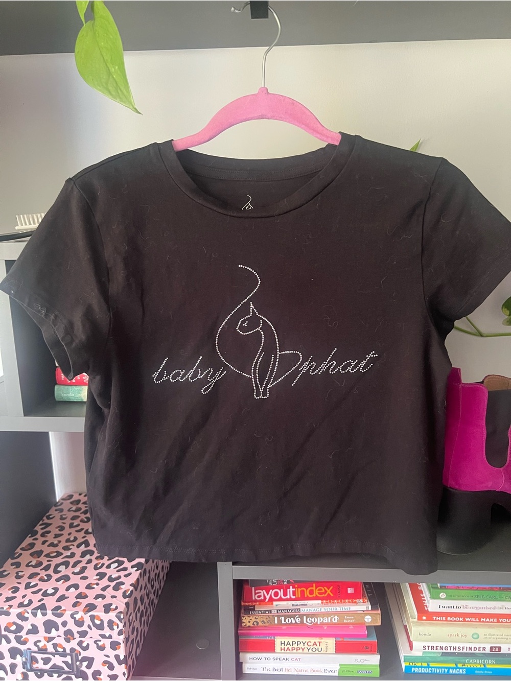 Baby Phat Black Rhinestone Logo Crop Tee